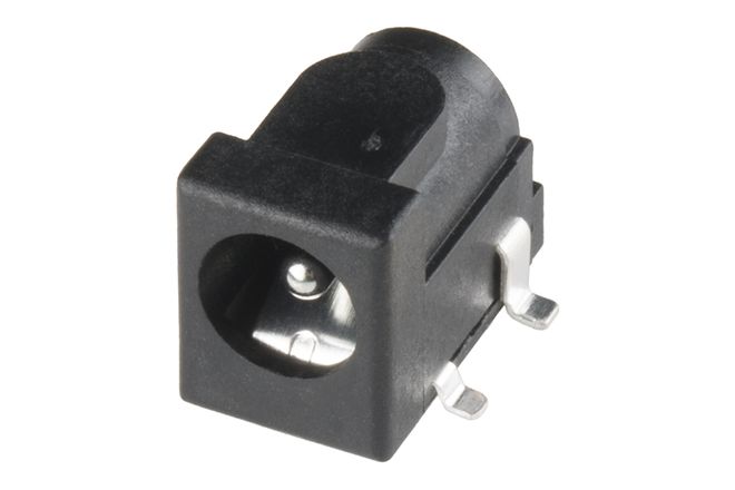 A DC barrel socket component, showing the centre pin