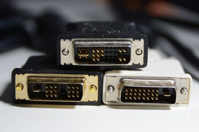 Three DVI plugs with different pin layouts