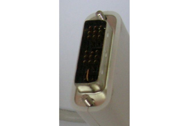 A DVI-I single link plug: two groups of pins with a gap, and four pins around the blade