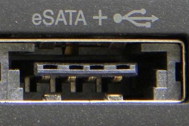 A combined eSATA and USB port