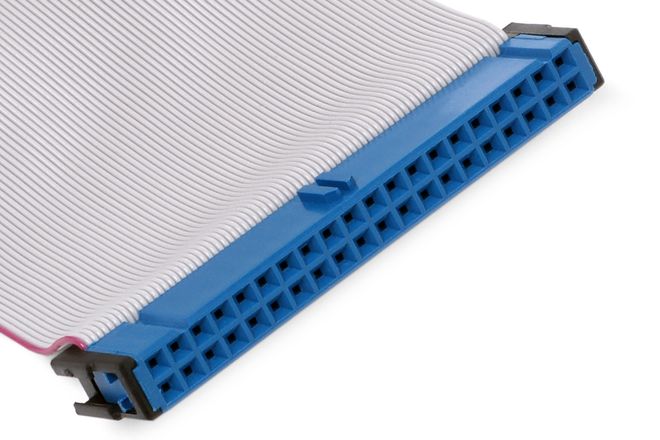 The connector on an IDE ribbon cable