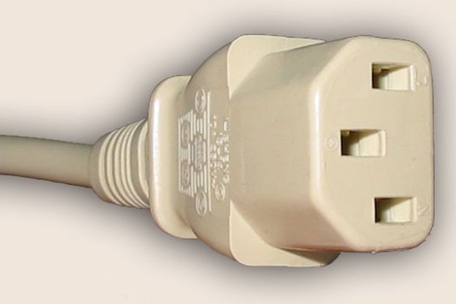 An IEC C13 connector on a power lead