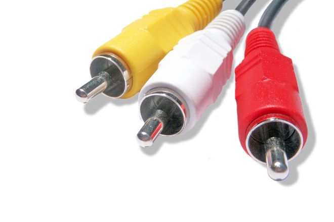 Yellow, white and red RCA plugs
