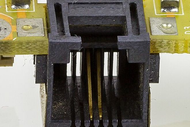 An RJ11 modem socket on a laptop board