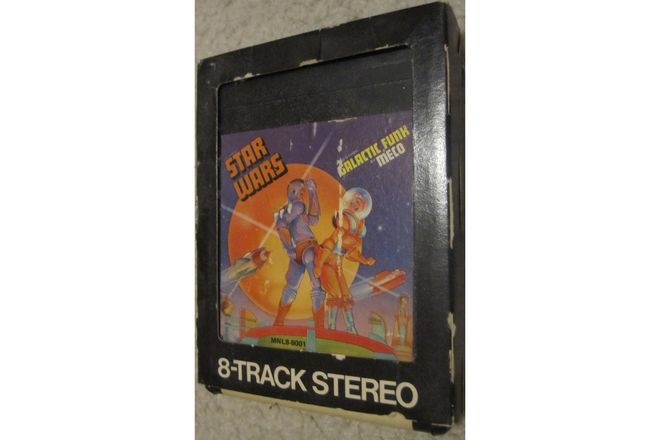 An 8-track cartridge of a 1970s album