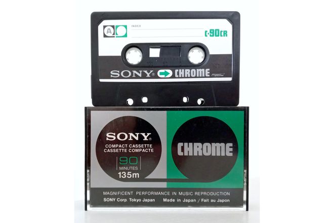 A Sony C-90 chrome audio cassette