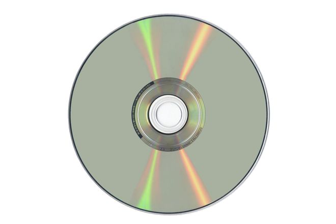 The data side of a pressed DVD