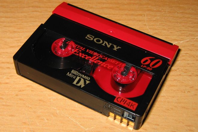 A Sony MiniDV cassette