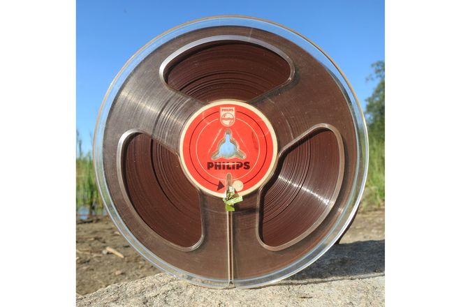 A 13 cm (5-inch) Philips reel of quarter-inch tape