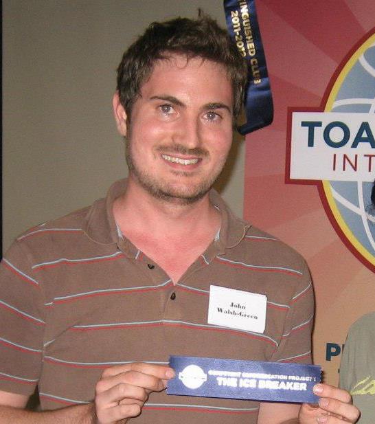 John Walsh-Green delivering his first Toastmasters Icebreaker speech