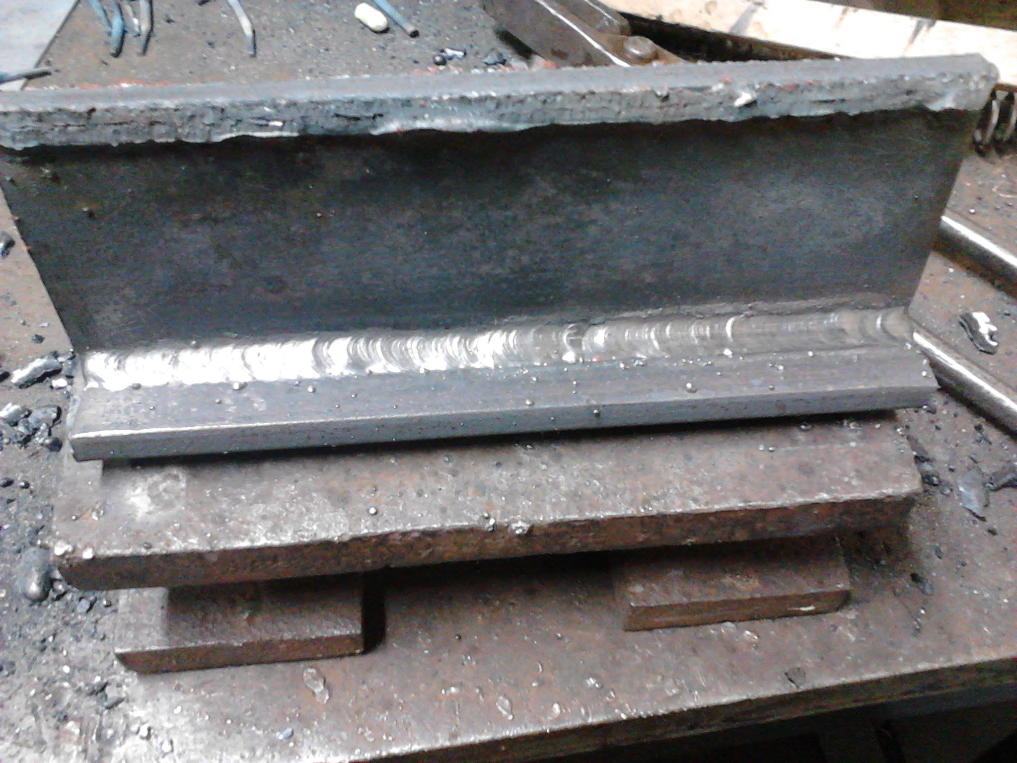 Stick (MMAW) welding a steel fabrication